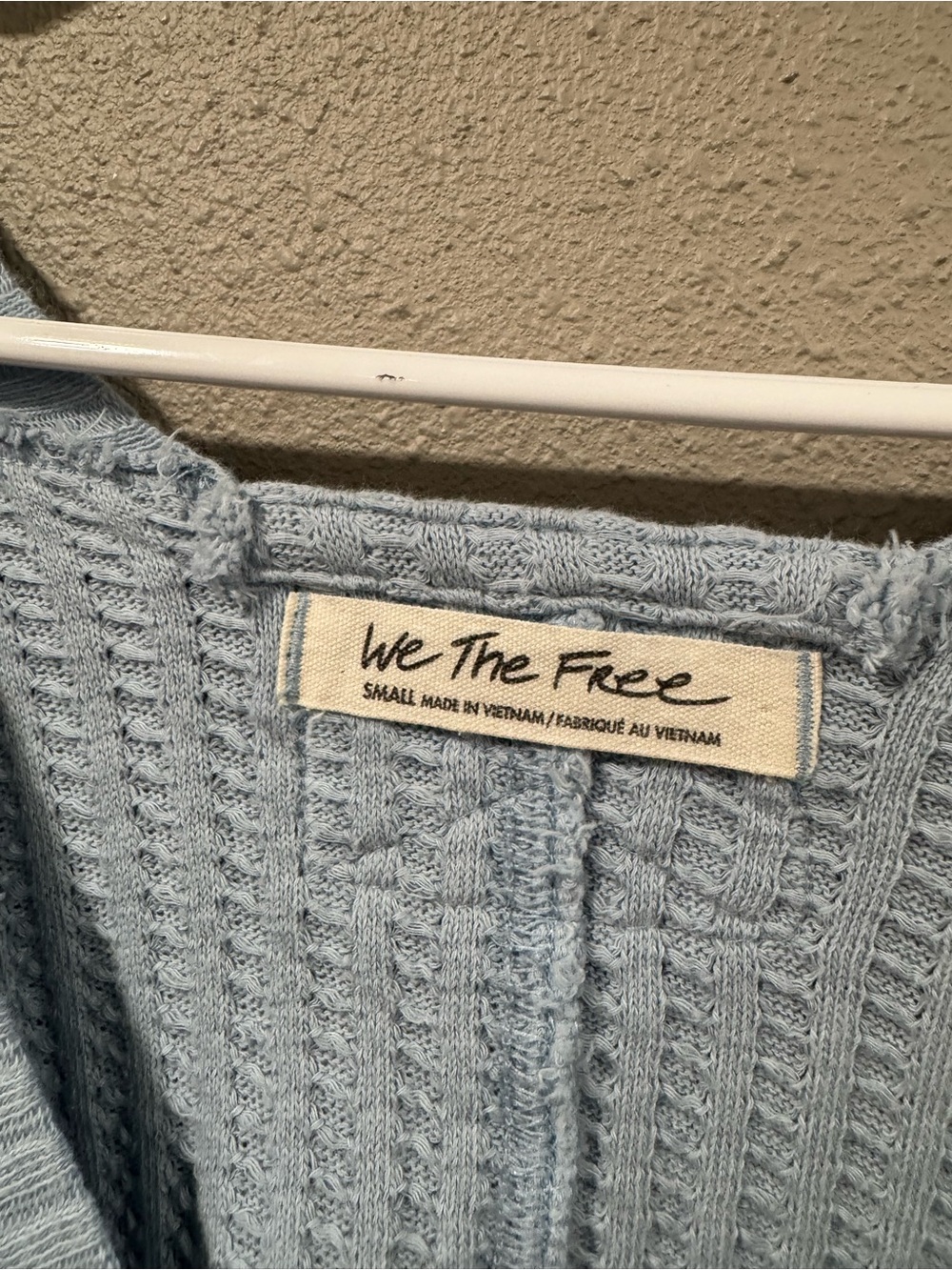 Free People Sky Blue Waffle V-Neck Long Sleeve Top - Picture 5 of 7